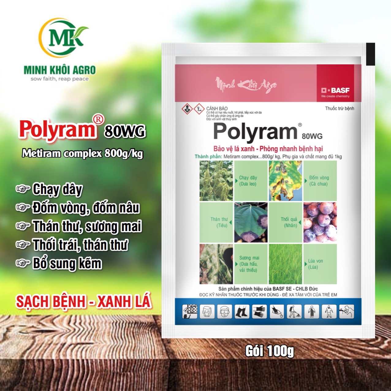 Thuốc trừ bệnh Polyram 80WG - Gói 100g